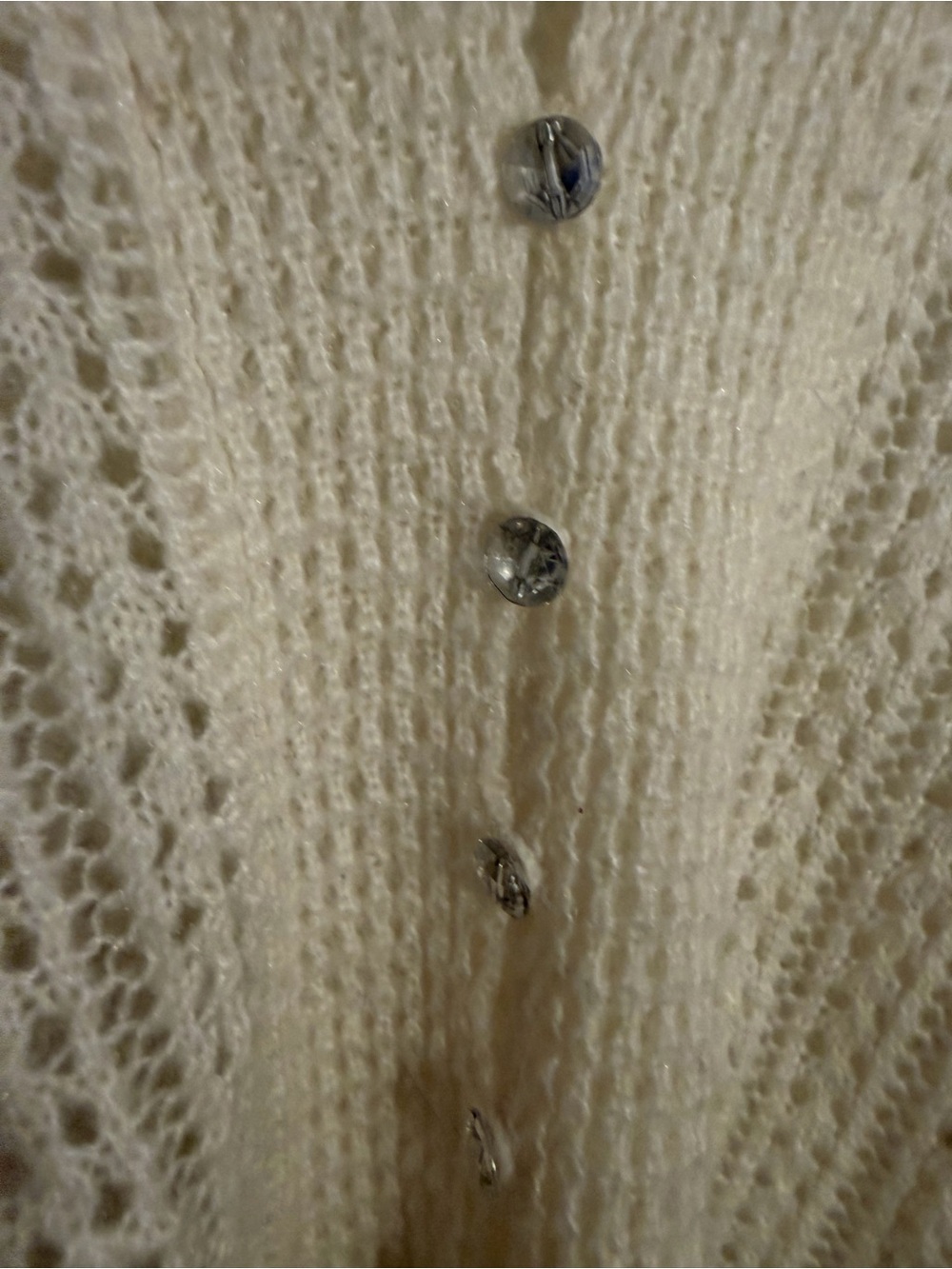 Cato Women Cream Open-Knit Button-Front Women's Sweater - Picture 3 of 5